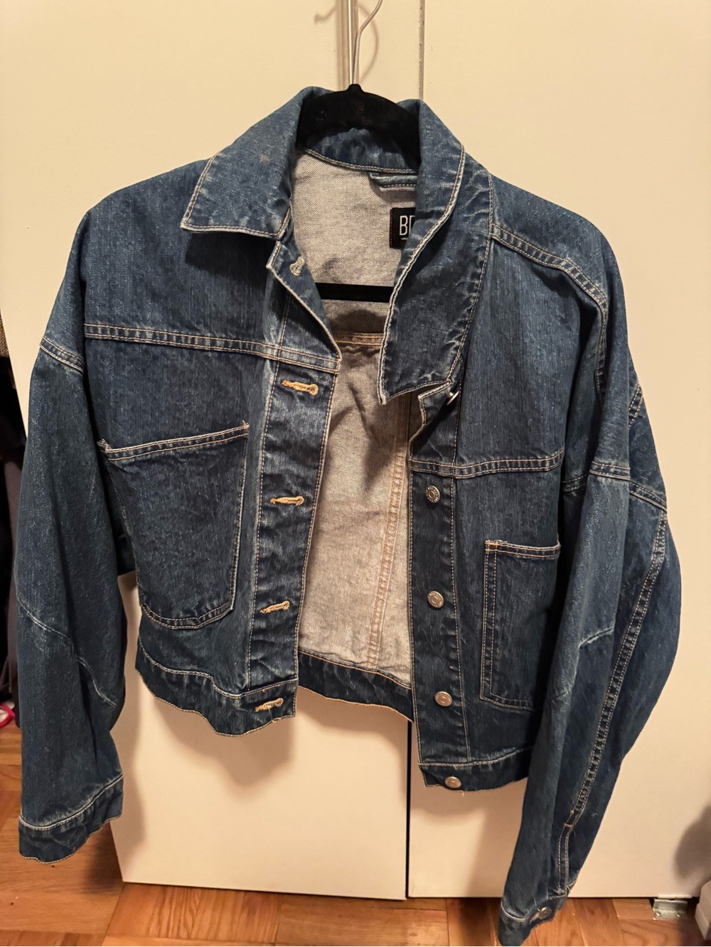BDG Relaxed Dark Blue Denim Jacket with Patch Pockets